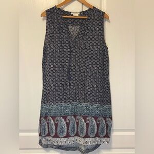 Beachlunchlounge Navy and Teal Paisley Dress